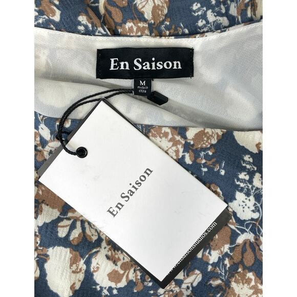 Anthropologie En Saison Loire One-Shoulder Romper Blue Floral Medium Playful - Picture 13 of 15